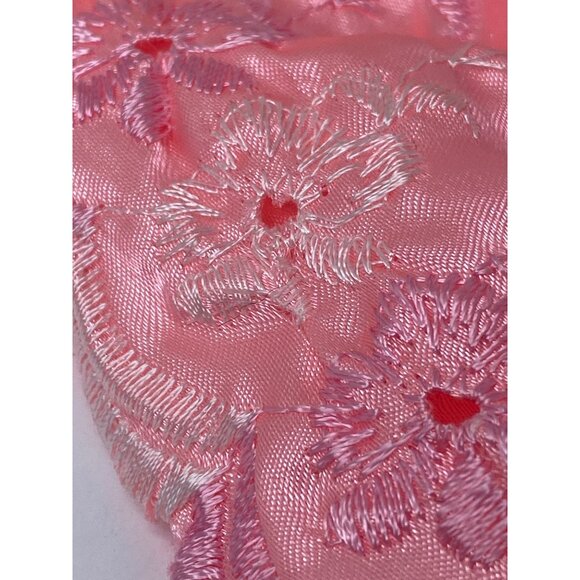 Vtg Pink Quilted Standard Pillowcase Scallop Floral Eyelet Lace Trim Zipper - Picture 5 of 9